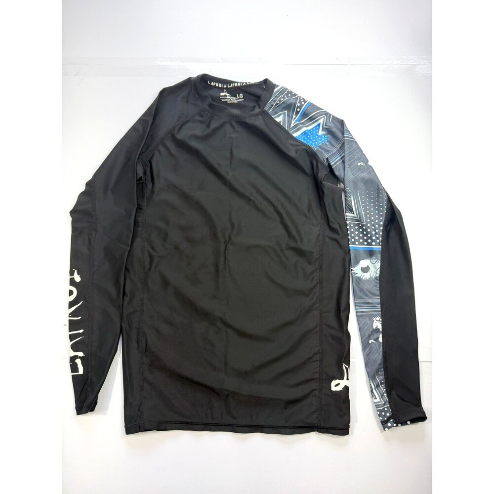 LAFROI Burst Men’s Large Rash Guard Long Sleeve Compression Shirt Black Patterne